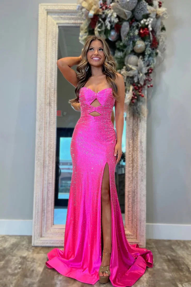 Gorgeous Mermaid Sweetheart Satin Prom Dress with Hot Stone LD15121805