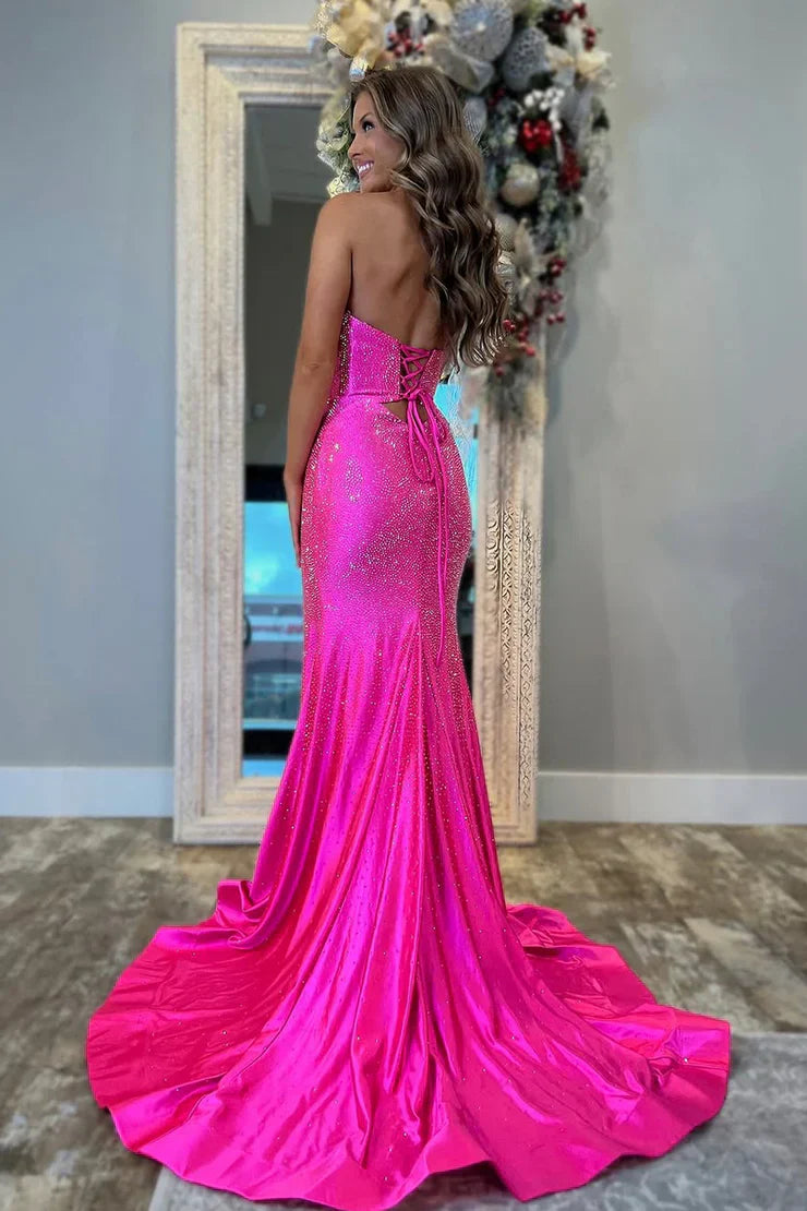 Gorgeous Mermaid Sweetheart Satin Prom Dress with Hot Stone LD15121805