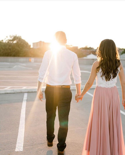 Two-Piece Lace and Chiffon Long Bridesmaid Dress for Beach Weddings