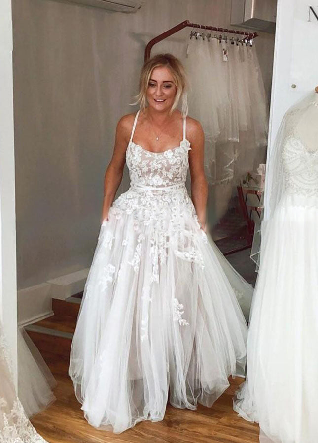 Boho Lace A-Line Princess Wedding Dress