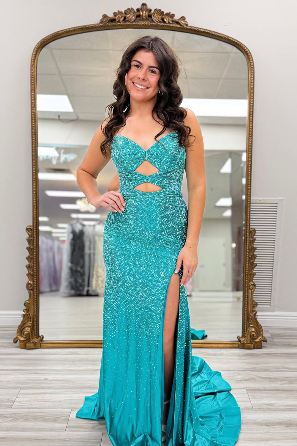 Gorgeous Mermaid Sweetheart Satin Prom Dress with Hot Stone LD15121805