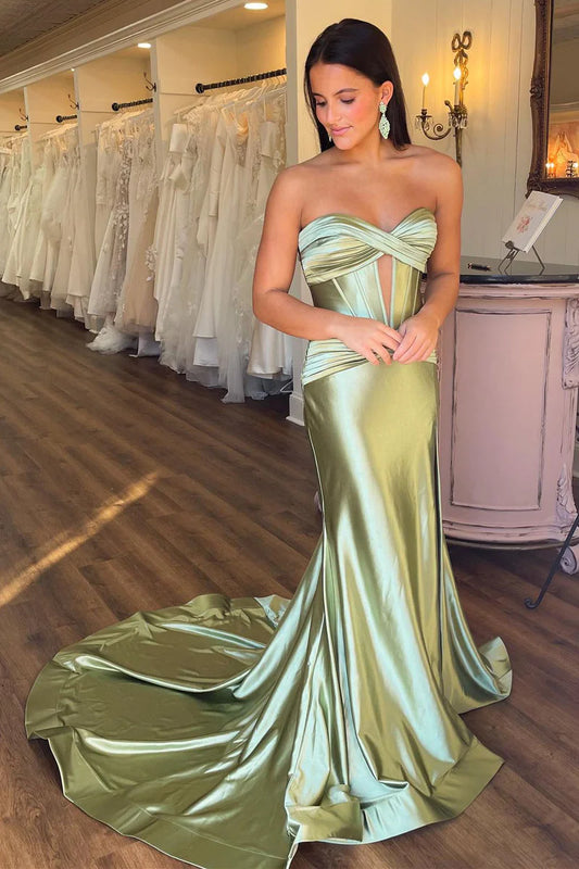 Satin Sweetheart Mermaid Prom Dress, Long Formal Gown ld101008