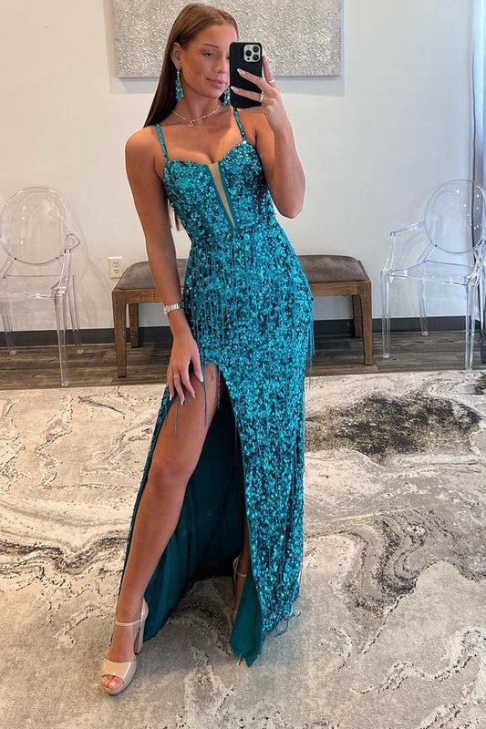 Glamour | Mermaid V-Neck Sequin Prom Dress with Beading